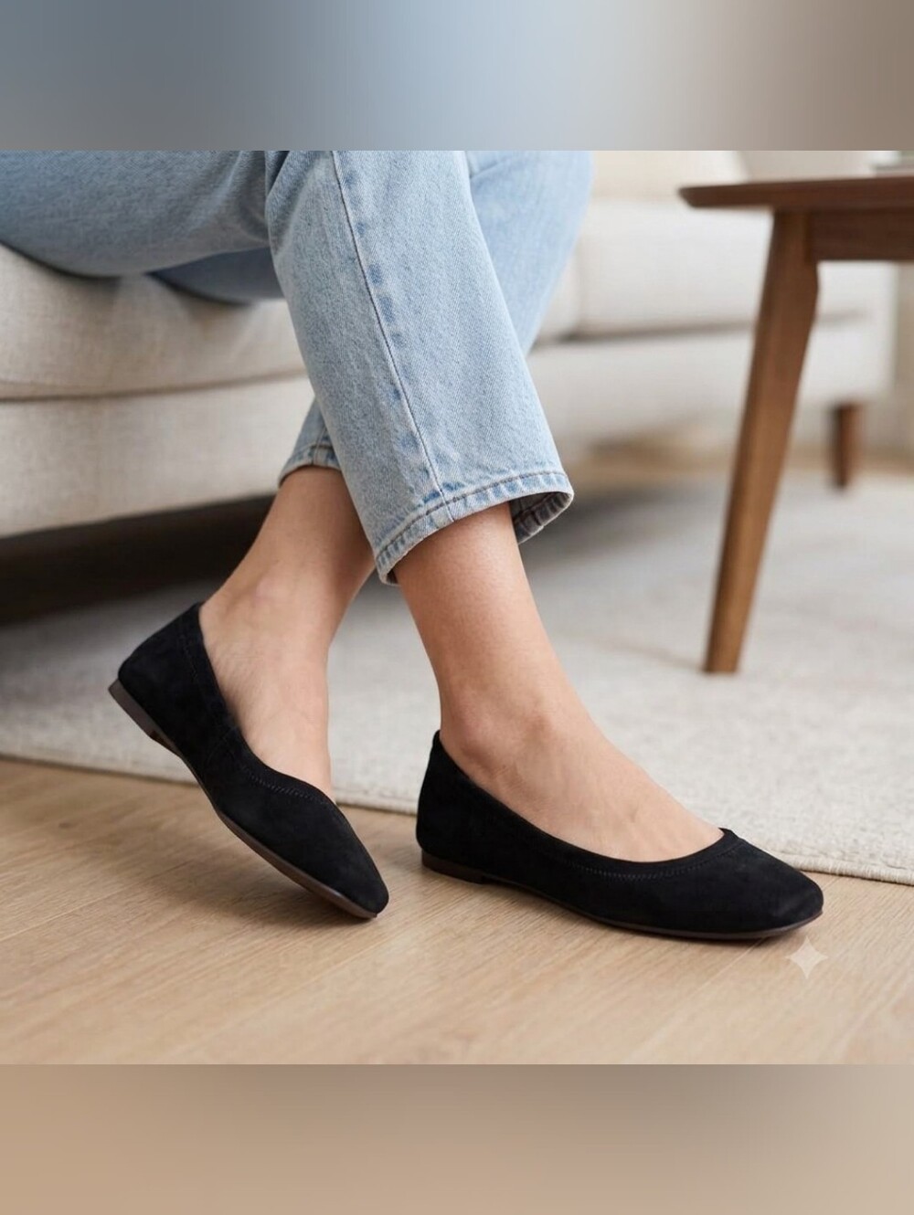 Lucky Brand Juthro Black Suede Leather Ballet Flats Size 7.5m